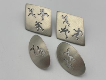 Lot Of 2 Pairs Of Kokopelli Sterling Silver Post Earrings