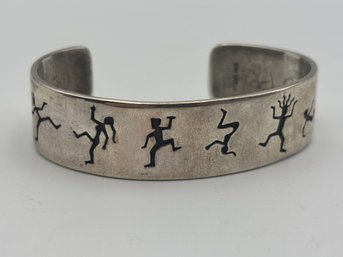 Vintage J. Chase Hand Crafted Sterling Silver Kokopelli Cuff Bracelet Aspen, Colorado (32 Grams)