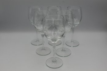 Lot Of 6 Vintage Floral Etched Wine Glasses By Mondial Lugoj Romania