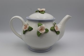Vintage Teleforla Porcelain Teapot With Pink Roses Design