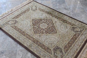 San Marco 100% Viscose Pile Brown & Tan Rug - 3'4' X 4'7'