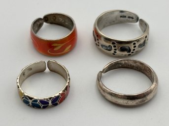 Lot Of 4 Vintage 70-80s Small Sterling Silver Toe-Rings
