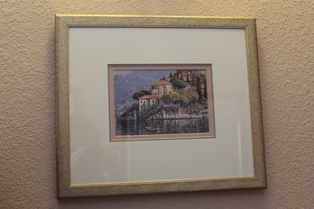 Howard Behrens 'Villa Balbianello' Lake Como Italy Print Lithograph In Matted Frame