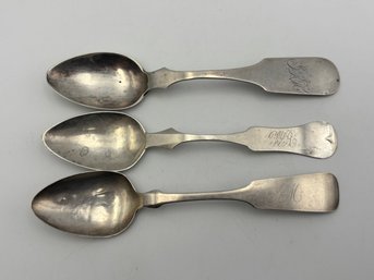Lot Of 3 Small Antique Silver Spoons  E. Holsey