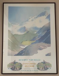 Vintage Samivel Poster 1985 Chamonix Reserve Naturelle Des Contamines Montjoie Mont-Blanc In Frame 32 X 24