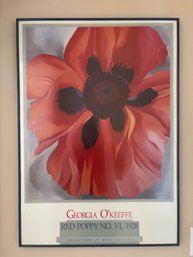 Vintage Redy Poppy VI 1928 Georgia O' Keeffe Framed Lithograph Poster 34 X 24