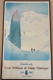 Vintage Samivel Ecole Militaire De Haute Montagne 1932 - 1982 Framed Poster Chamonix 39 X 23
