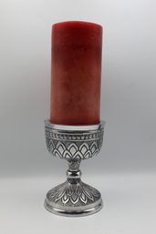 Metal Candle Holder With Red Candle