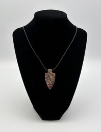 Vintage Jasper Peanut Leopard Skin Arrowhead Necklace 1.75'