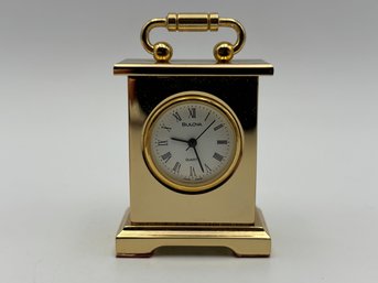 Vintage Gold Bulova Miniature Carriage Mantle Clock 2'