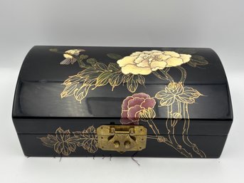 Vintage Black Lacqured Wood Jewelry Box 11 X 6 X 4