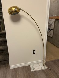 Vintage 70s 80s MCM Brass Arc Floor Lamp W/ Marble Base
