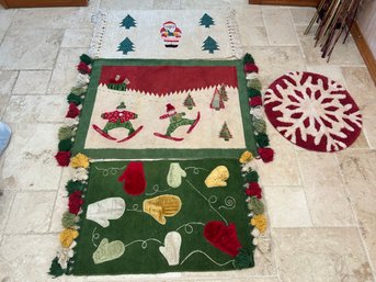 Lot Of 4 Christmas Entry Way Area Rug Mats