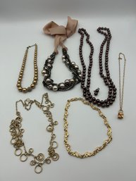 Lots Of Vintage Women's Gold, Pearl, Etc Chunky Necklace Jewelry