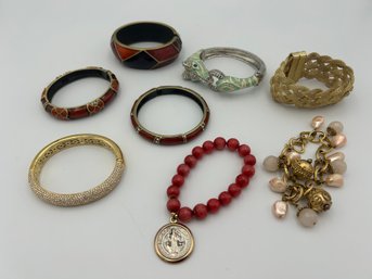 Lot Of Women's Vintage Gold Bracelets Chunky Clamp Bracelet Jewelry
