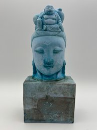 Antique Clay Pottery Guan Yin Buddha Head 7.75 X 3.5 X 2