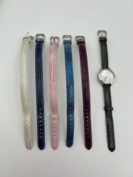 Ecclissi Watch Women 29mm Sterling Silver - 23183 With Extra Leather Bands