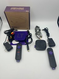 Lot Of 2 Roku Streaming Players (Roku LT & Roku XD) With HDMI Cables Power Cables & Remotes