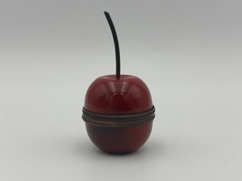Vintage Halcyon Days Enamel Fruit Red Cherry Stem Trinket Box 2.25'