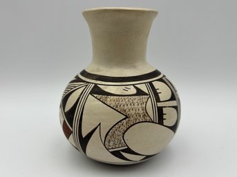 Vintage Southwest Native Hopi Polychrome Pottery Jar Vessel 4.5'