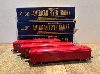 Lot Of 3 Vintage Gilbert American Flyer Red New Haven Model Train Cars In Boxes