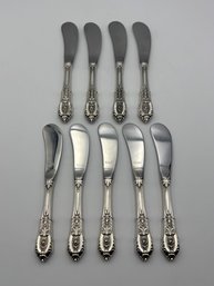 Lot Of 9 Wallace Sterling Silver Rose Point Butter Knife Knives Flatware 6'