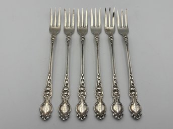 Lot Of 6 Monogramed Wallace Sterling Silver Cocktail / Pickle Fork 5.9' (3.16oz)