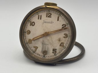 Vintage Brass Jarccard's 8-Day Travel Clock Swiss Made - Not Working, No Glass
