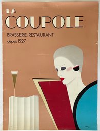 Vintage Original La Coupole Prais, France Restaurant Poster By Razzia, Signed - 24.5' X 33.5'