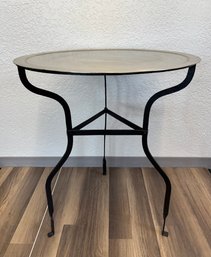 Metal Bistro Table With Removable Pewter Tray Top & Iron Legs