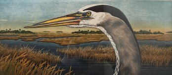 'Great Blue Heron Vista' By John Costin Screen Print Art 26'