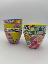 Bridgette Thornton For Anthropologie Small Melamine Paint Floral Lot Of 7 Snack Bowls 4' X 3'