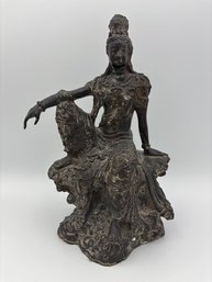 Vintage Bodhisattva Of Infinite Compassion Metal Bronze Buddhism Statue - 10.25'
