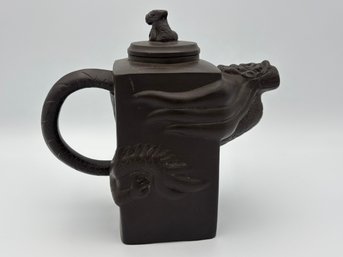 Vintage Yixing 'Dragon Square' Chinese Dragon Brown Tea Pot - 7' X 6.75'