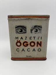 Vintage Mazetti Cocoa Tin With Eye Design