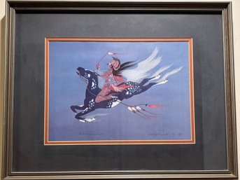Vintage Silk Screen Art Print Woody Crumbo Matted & Signed 'Returning Warrior' 326/750 19'