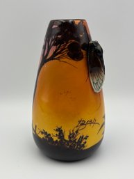 Vintage 1950s Cicada French Ceramic Small Vase 5.75'