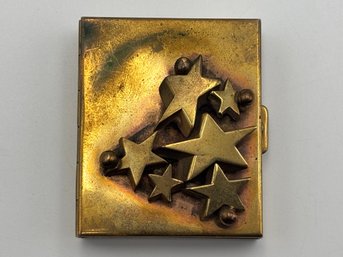 Vintage Small Brass Trinket Jewelry Box With Stars 2'