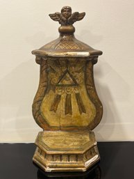 Antique 18th Century Wooden Religious Gold Gilt Altar Shelf With Eye Of Providence Triangle 20'