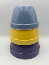 Crate & Barrel Small Colorful Ceramic Mixing Bowls Set Multicolor - Portugal Set Of 3