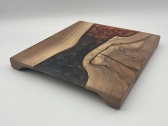 Small Charcuterie 'River Style' Board With Wood & Epoxy - 9 X 8
