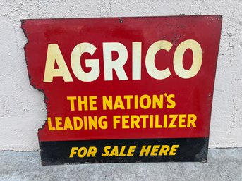 Antique Agrico Fertilizer Metal Farm Dealer Sign 1940'S 1950'S #2 - 24' X 20'