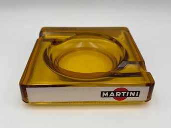 Vintage Martini Amber Glass Ashtray - French Bistro Bar Decor Mid Century MCM Advertising