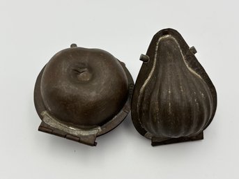 Lot Of 2 Apple & Pear Fruit Vintage Hinged Chocolate Molds