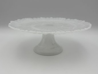 Anthropologie 8.5' Alma White Glass Swirled Cake Stand