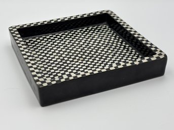 Vintage 'Domino' Black & White Checkered Stoneware Square Dish By Stig Lindberg For Gustavsberg 1950's 1960's