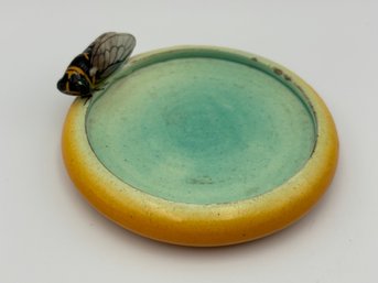 Vintage French VALLAURIS Ceramic Ciacada Majolica Provencal Cicada Provencal Decor 4.5' Coaster Dish