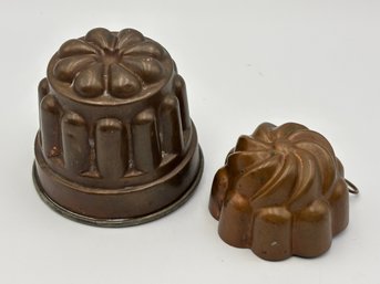 Lot Of 2 Antique Mini Small Vintage Metal Jello Molds
