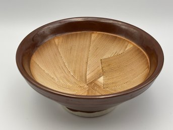 Japanese Suribachi Mortar Food Preparation Bowl 7' Ceramic Brown Made In Japan