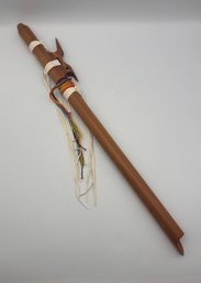 Vintage Wooden Native Flute With Leather Accents 24'